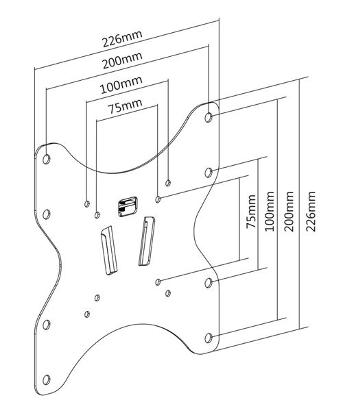 Universal Vesa Wall-Mount bracket 200x200. Tiltable -5+10