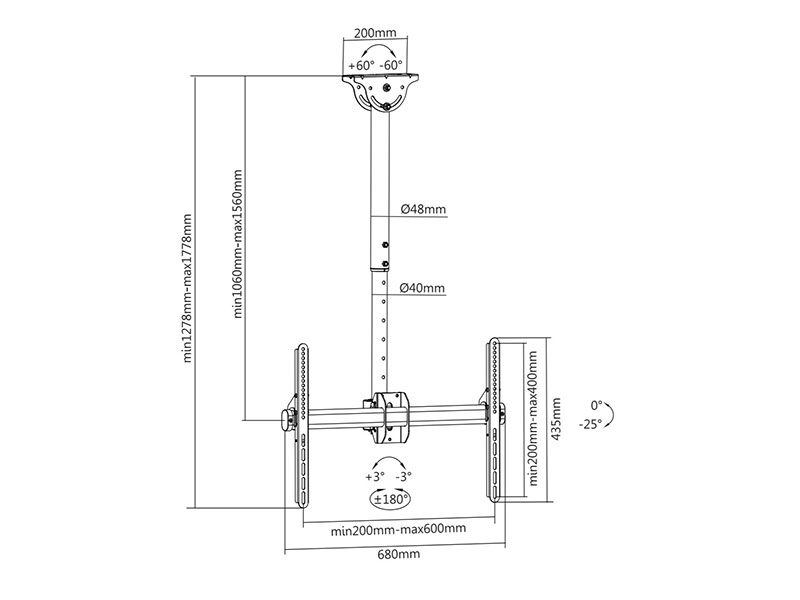 Ceiling bracket 400x600