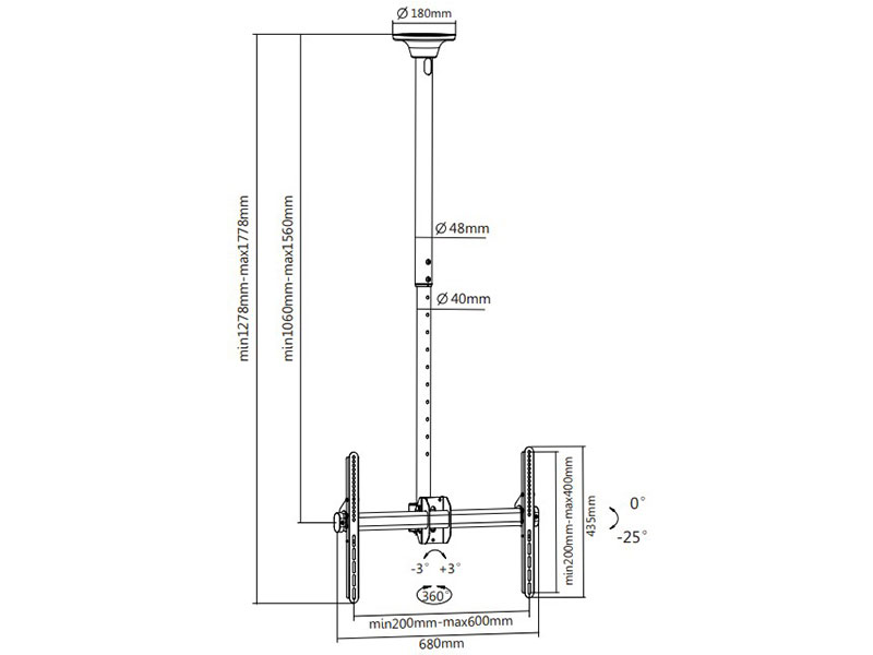 Ceiling bracket 400x600